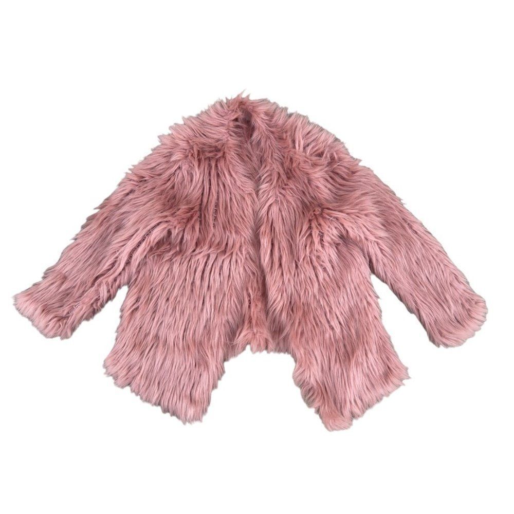River Island Petite Faux Fur Jacket Light Pink Women's 10